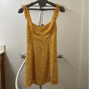 NWT Priceless Yellow Mini Dress with Ruffled Straps and Split Hem